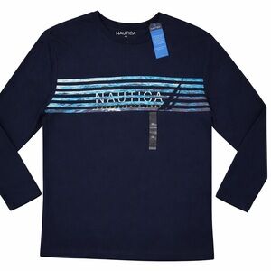 NWT Nautica XXL Long Sleeve Graphic Tee Navy Blue